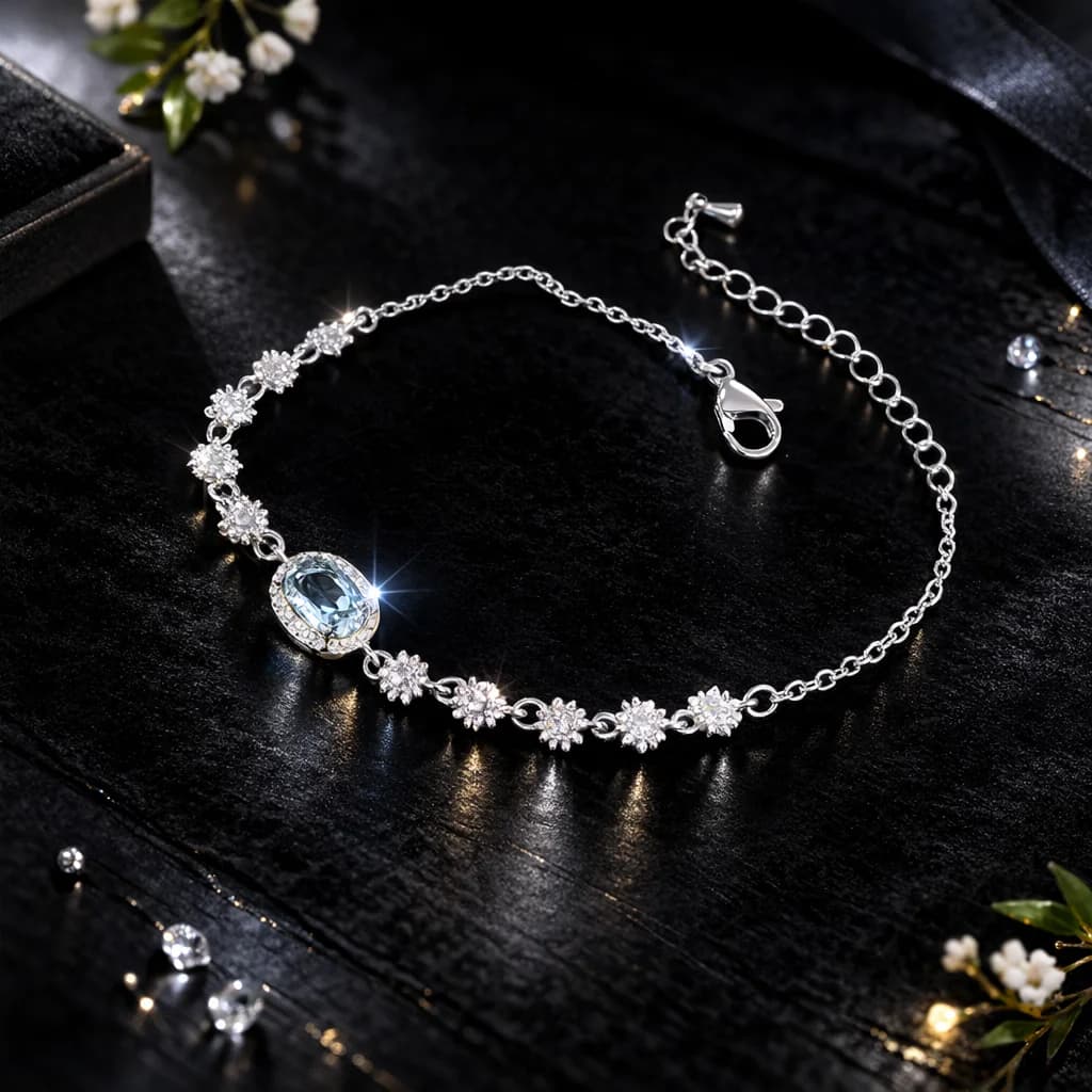 Sapphire Blue Crystal Tennis Bracelet (A7) - Bracelets