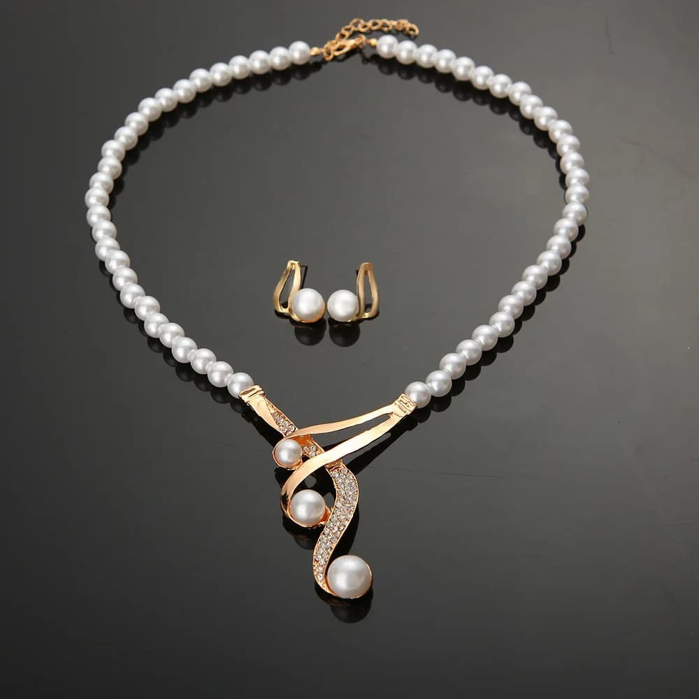 Golden Pearl Drop Pendant Set - Jewelry Sets