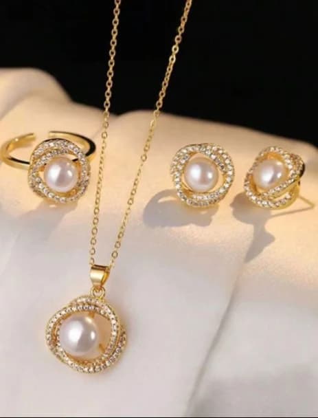 Golden Pearl Elegance Trio - Jewelry Sets