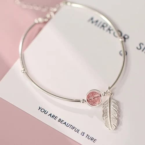 Strawberry Quartz & Bell Charm Bracelet - Bracelets