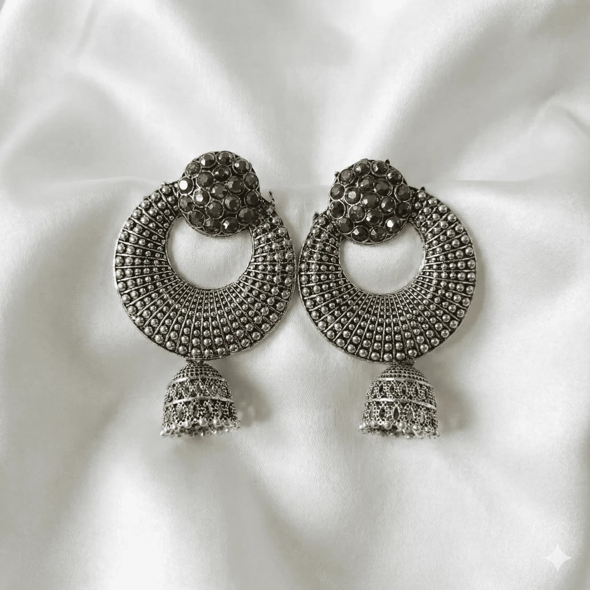 Silver Hoop Jhumka - Earrings