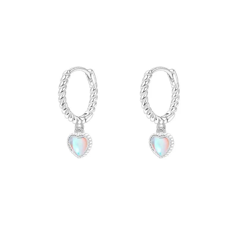 Moonstone Heart Twist Drop Earrings - Earrings