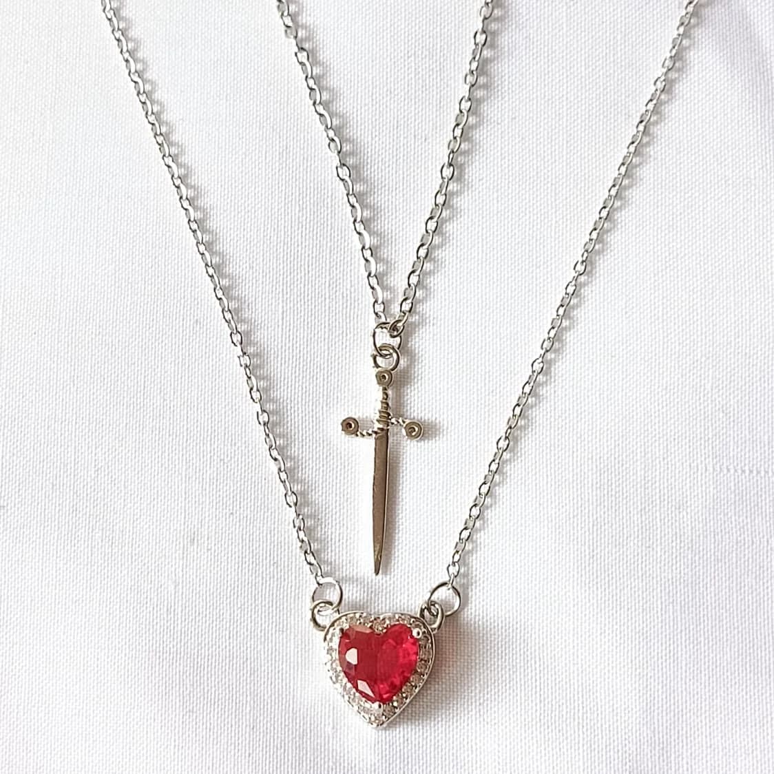 Heart & Sword Necklace - Necklaces