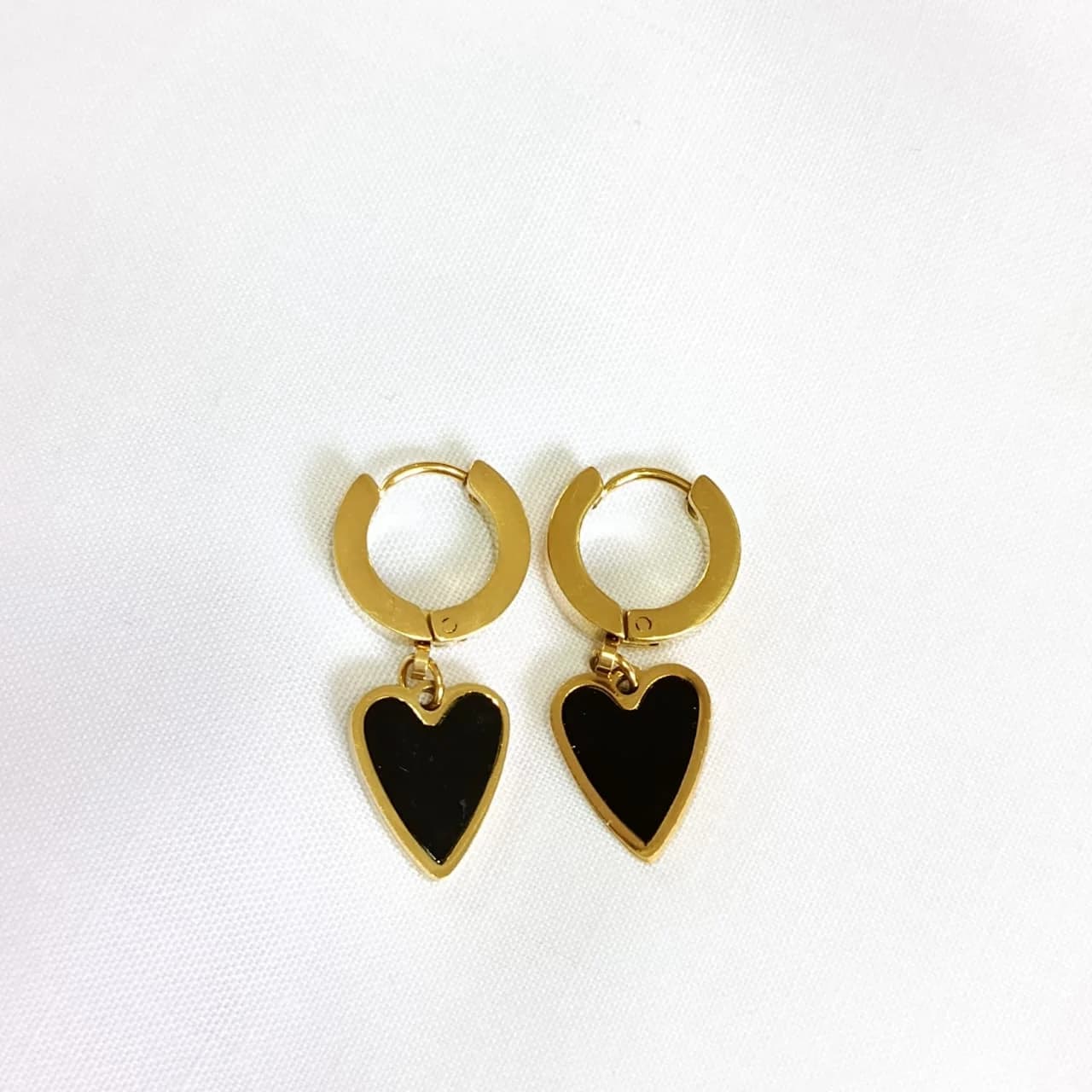 Black Heart Hoops - Earrings