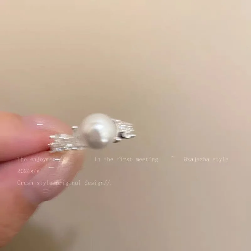 Dainty Zircon & Pearl Stack Ring - Rings