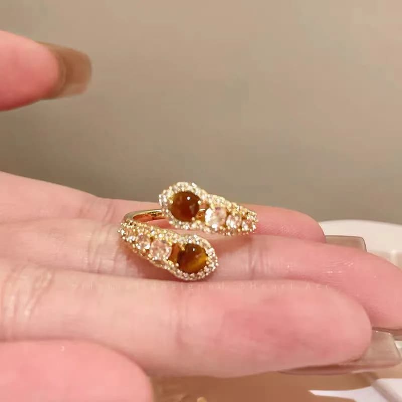 Double Headed Snake Tiger Eye Ring - Rings