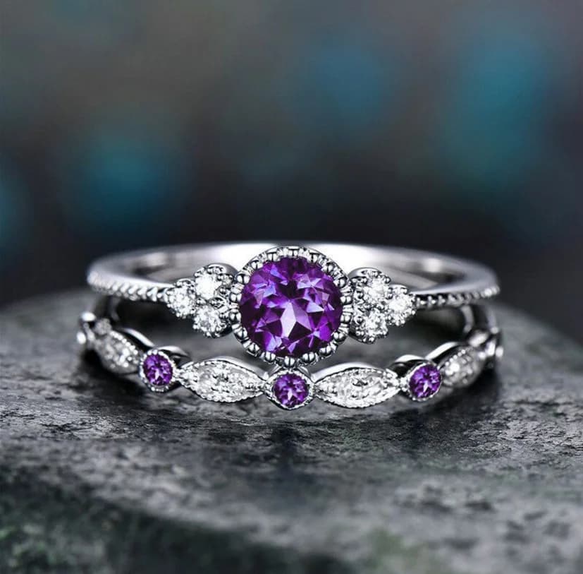 Amethyst Purple Cocktail Ring - Rings