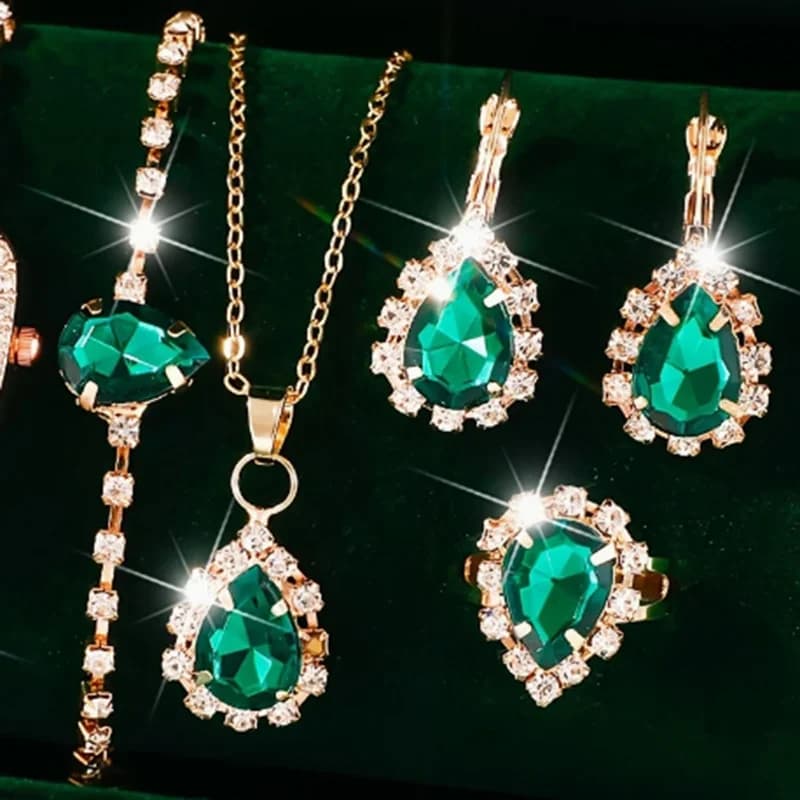 Forest Green Raindrop Jewelry Set - Jewelry Sets