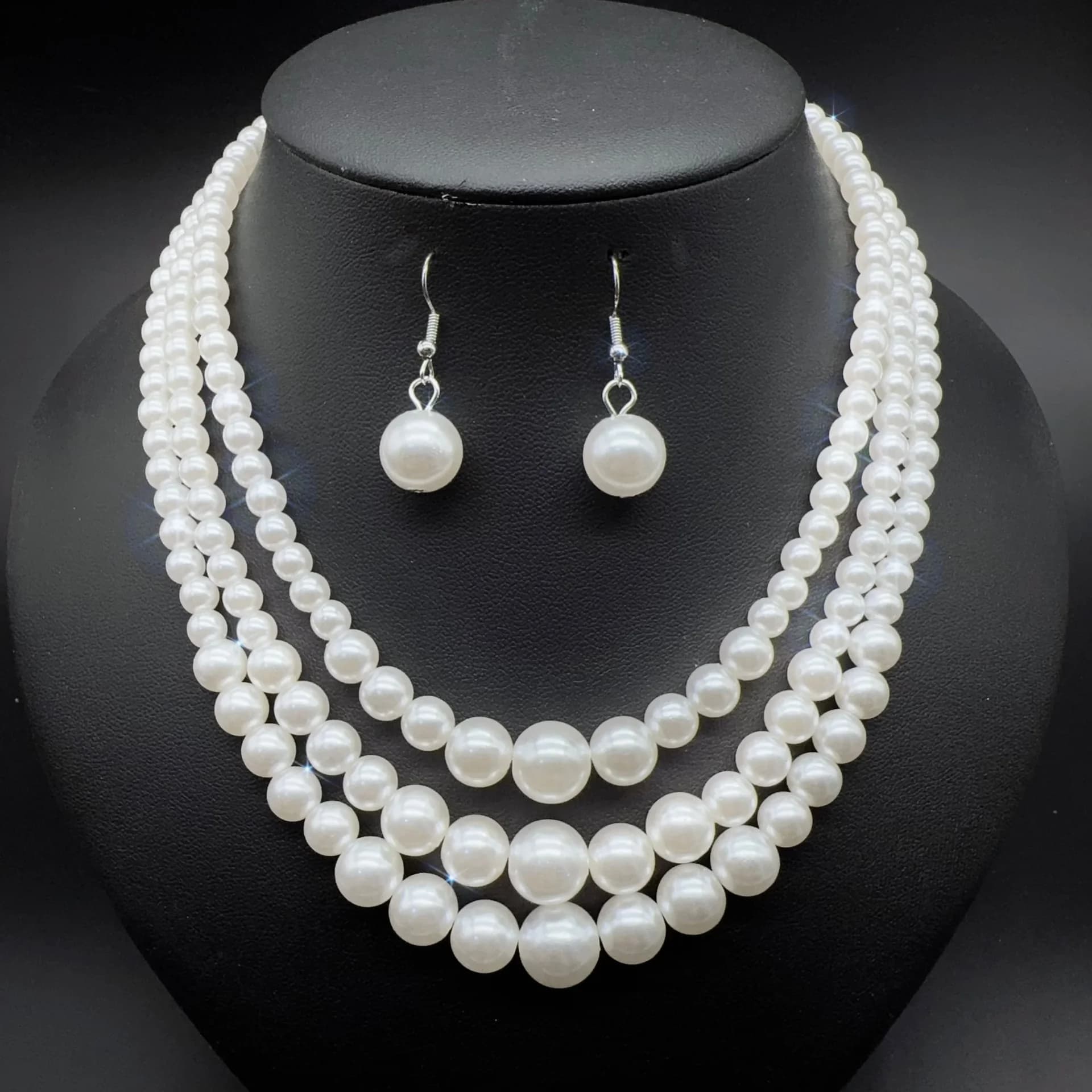 Multi-Strand Layered Pearl Set - Jewelry Sets