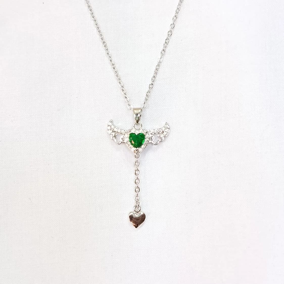 Emerald Winged Heart Necklace - Necklaces