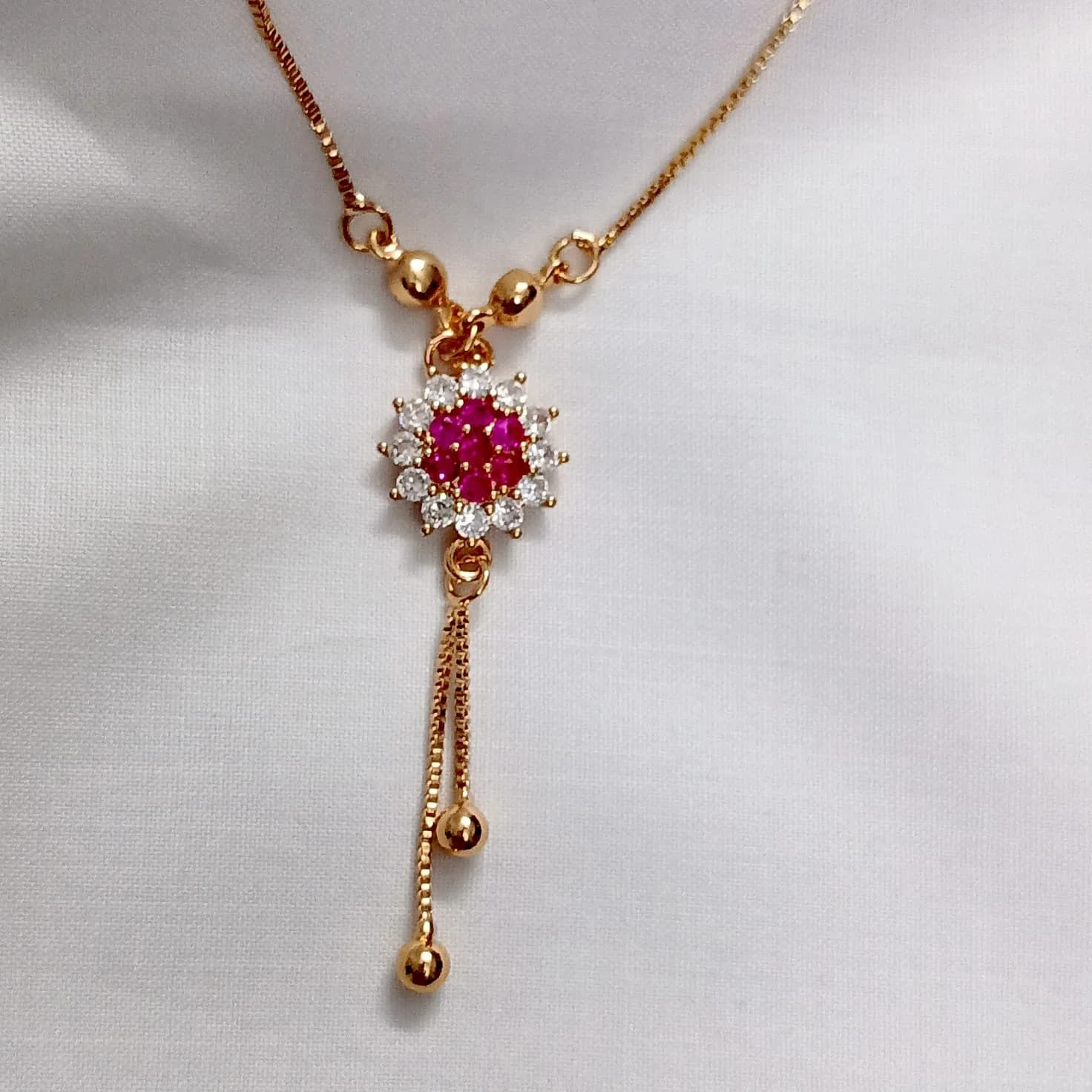 Ruby Halo Pendant - Necklaces