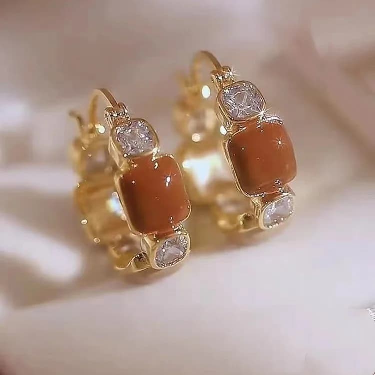 Minimalist Coffee Brown Studs - Earrings