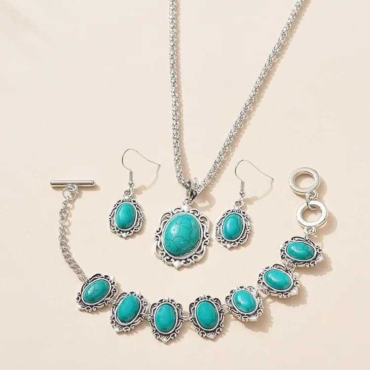 Turquoise Boho Ethnic Set - Jewelry Sets