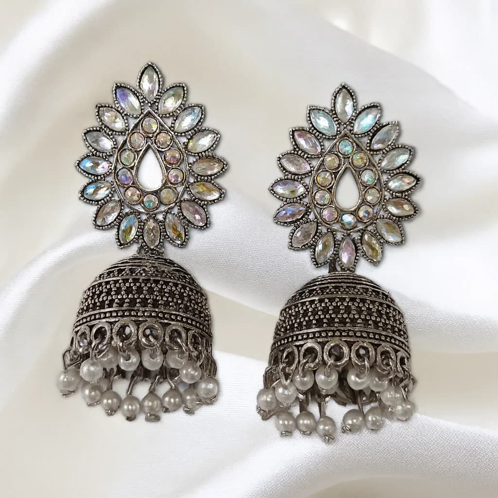 Floral Jhumka Earrings - Earrings