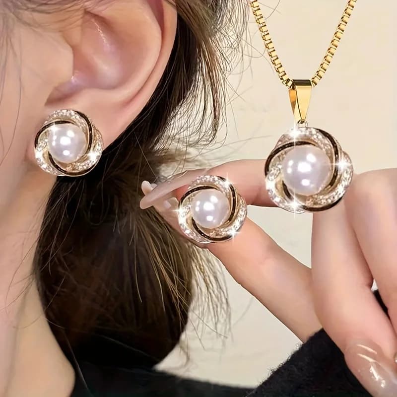 Black Agate Style Pearl Set - Jewelry Sets
