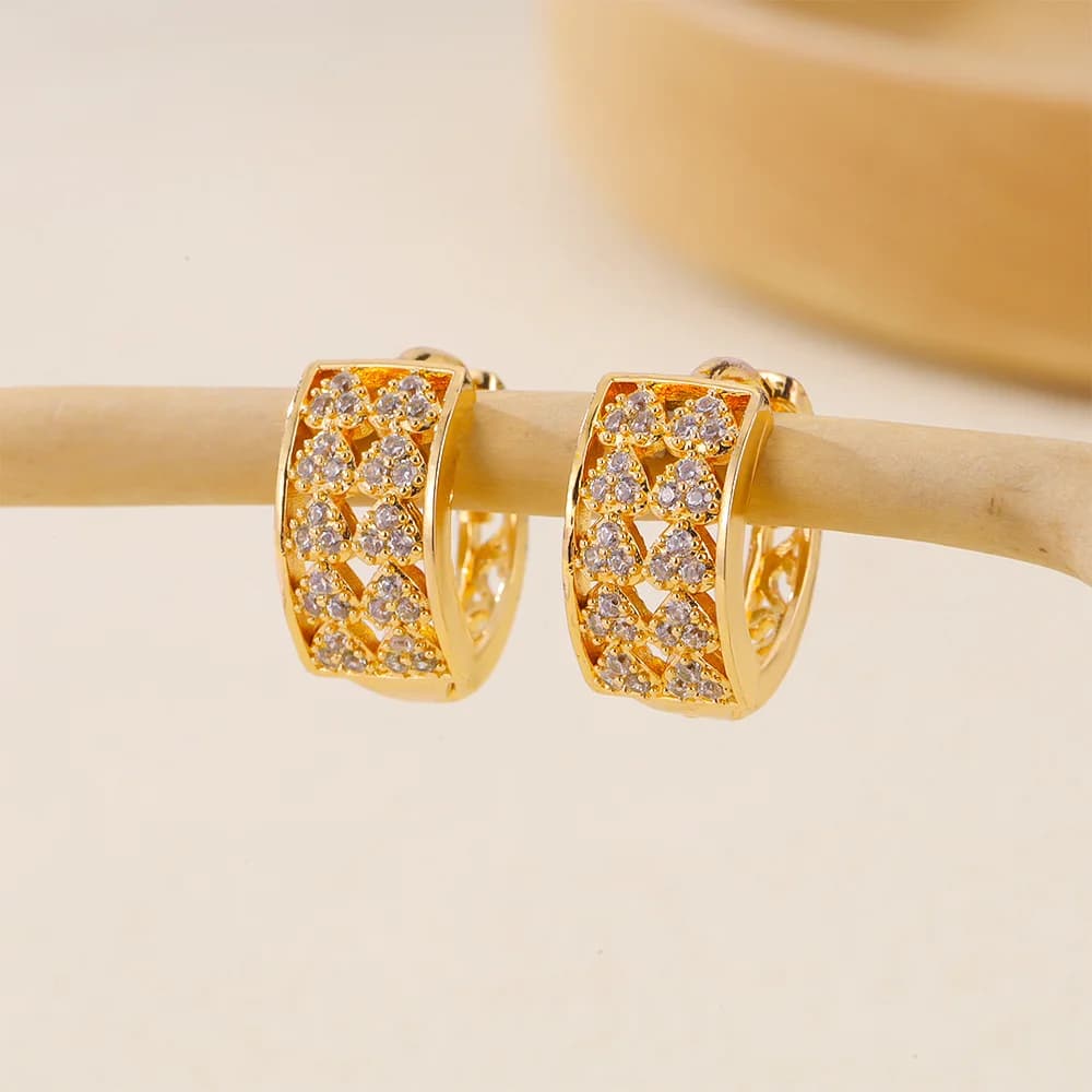Gold Statement Zircon Hoops - Earrings