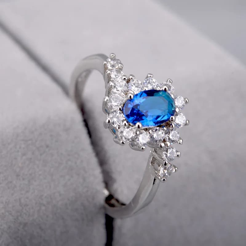 Navy Blue Oval Gem Open Ring - Rings
