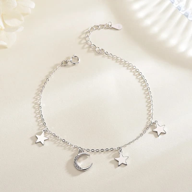 Celestial Moon & Star Charm Bracelet - Bracelets